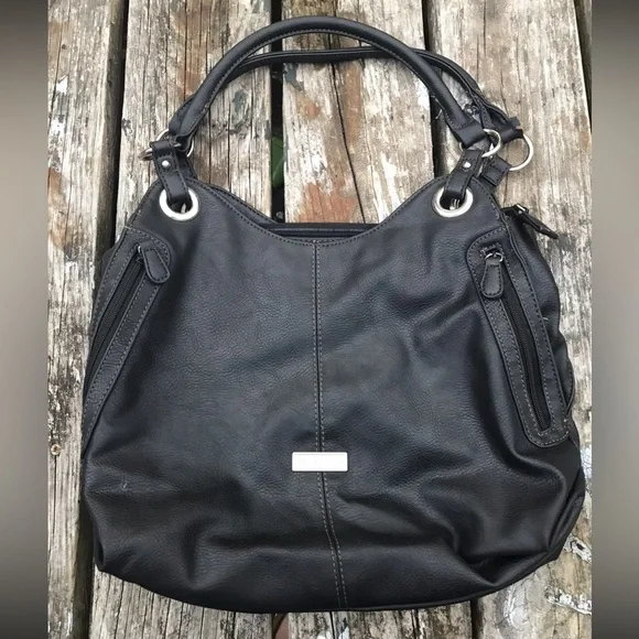 Reflections Handbag Purse Black Vinyl Multi-Pocket - Picture 1 of 7